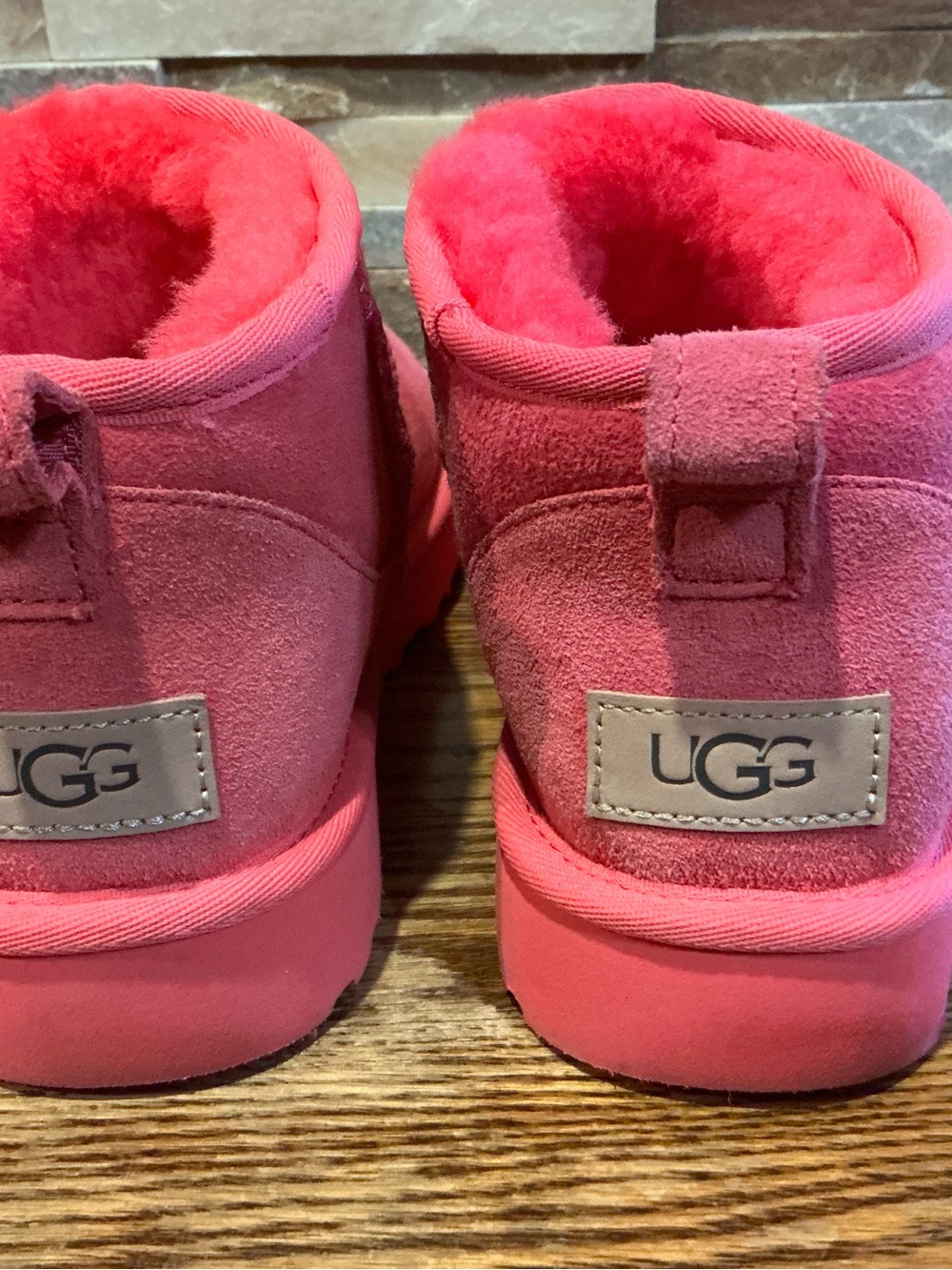 UGG Classic Ultra Mini Hot Pink Suede Boots - Picture 4 of 8